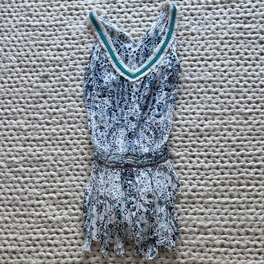Poupette St. Barth Blue and White Patterned Dress